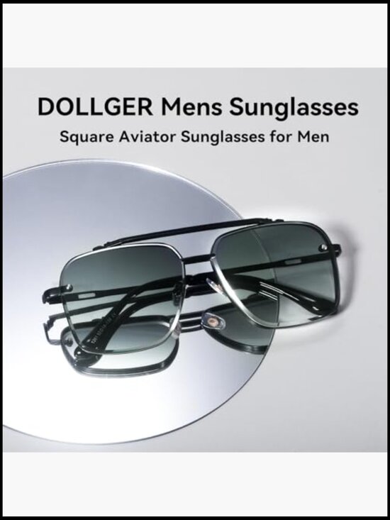 Vintage Square Aviator Sunglasses - UV400 Protection Metal Frame main image 4